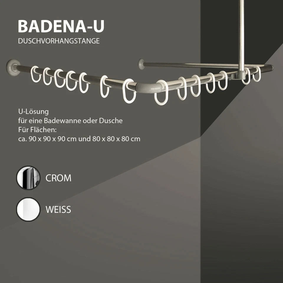 Shower Curtain Rod Angle Bar U, L, Shape up to 3m inc Rings - Image 3 of 4