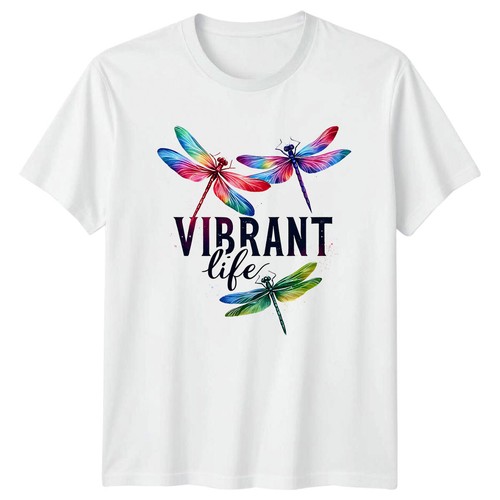 Vibrant Life Dragonfly Graphic Nature Lover T-Shirt - Picture 10 of 10