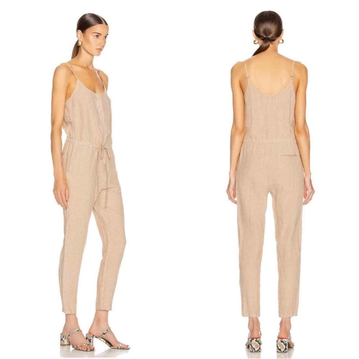 Enza Costa Cream French Linen Jumpsuit eBay