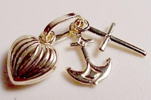 Brand New 14k Gold Faith, Hope & Charity Pendant/Charm, Made in Italy - 第 1/2 張圖片