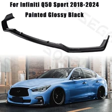 For Infiniti Q50 Sport 2018-2024 Gloss Black Sport Front Bumper Lip Splitter Kit