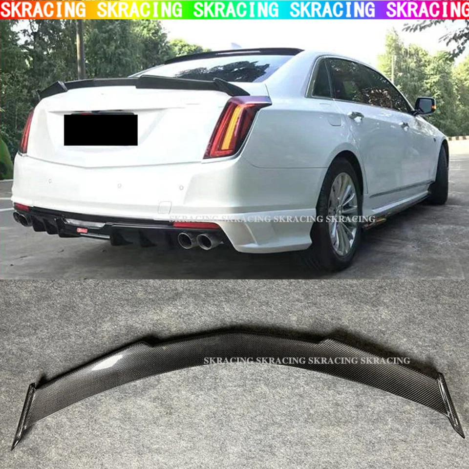Ajuste para Cadillac CT6 2019+ Kit de carroceria asa labial porta-malas traseiro fibra de carbono real - Imagem 3 de 4