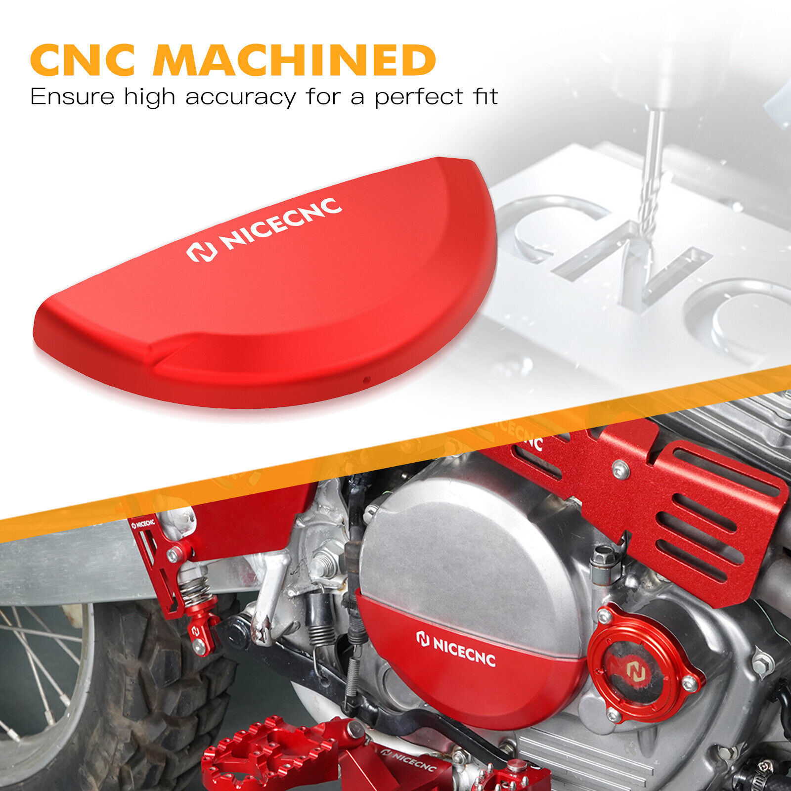 NICECNC Upgraded Red Alternator Cover Guard Protector 6061-T6 Billet  Aluminum Compatible with Honda XR650L 1993-2023