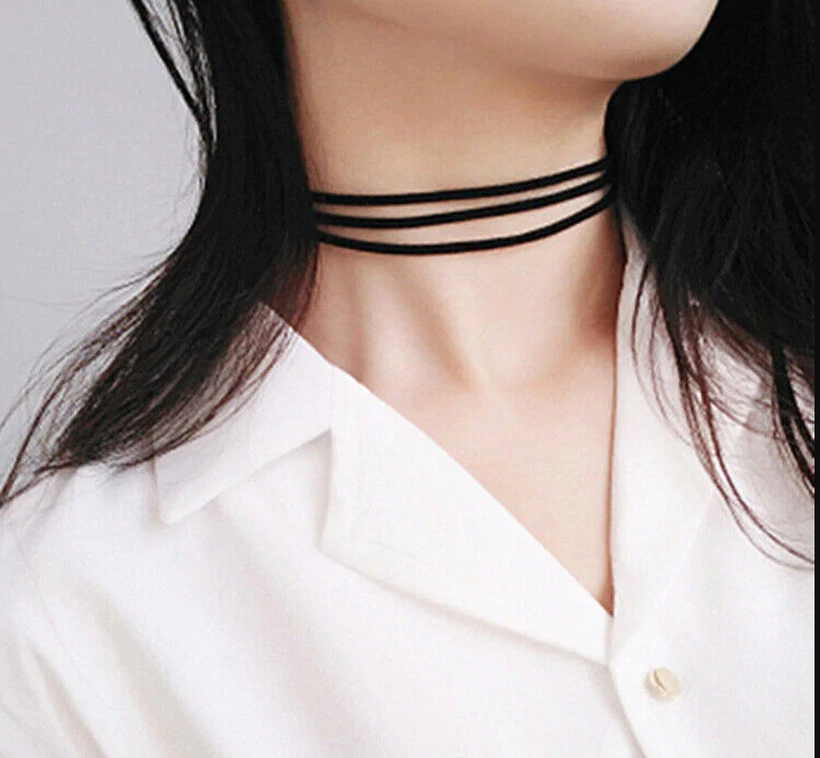 Collana Girocollo Gotica In Pizzo Con Cristallo Nero – Bohemien, Regolabile, Vintage Anni '90 Per Donna