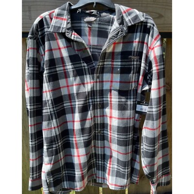 Eddie Bauer Mens Long Sleeve Micro Fleece Plaid Shirt Size L  Raven