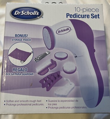 NEW IN BOX DR Scholls 10 Piece 2 Speed Rotary Pedicure Set W/3 Attachments