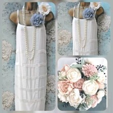 asos white beaded 20s deco flapper vtg  gatsby wedding evening cami dress 8 36