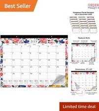 Large 22x17 Floral Desk and Wall Calendar 2025-2026 Daily Planner Stickers