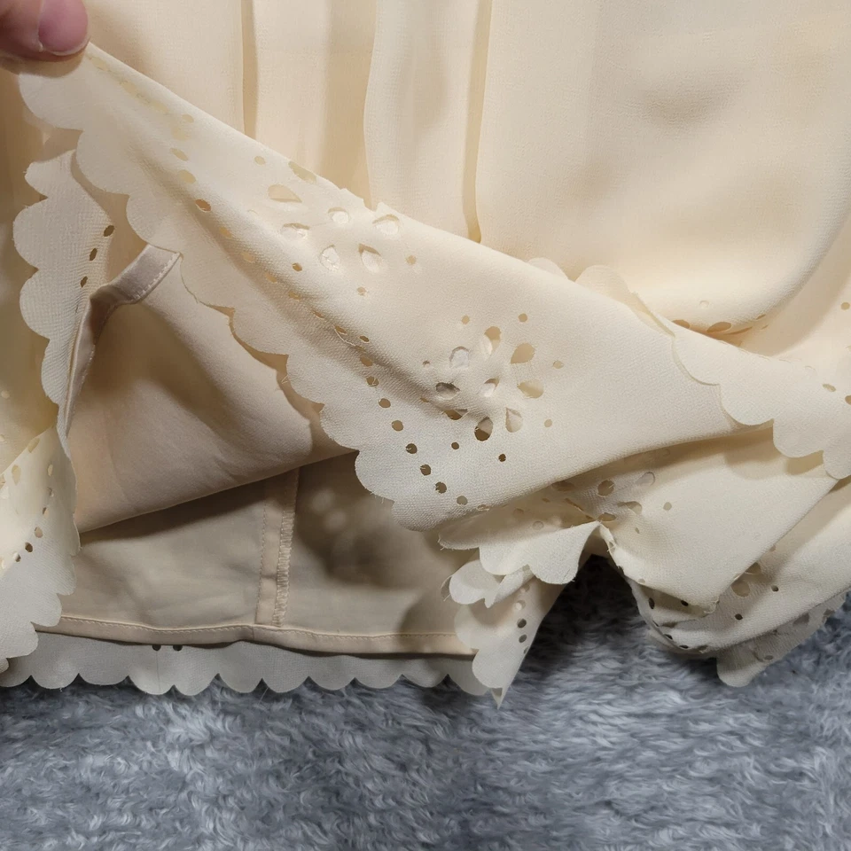 Jessica Simpson Dress Womens 8 Cream Peach Layered Sleeveless Chiffon Eyelet - Image 2 of 4