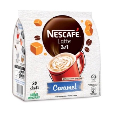NESCAFE 3in1 Latte CARAMEL Flavor Instant Coffee Sticks (25g x 20 sticks) 