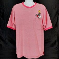 Vintage 90s Sylvester Tweety Bird Embroidered, Striped, Pocket Ringer Tee. XL