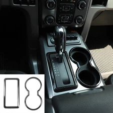 2x Central Gear Shift Panel Trim & Cup Holder Ring Trim for Ford F150 2009-2014