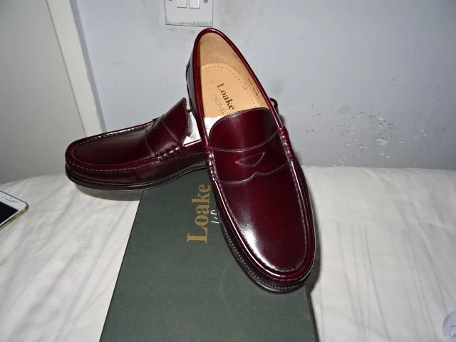 Loake Kensington Burgundy Polished Leather Mens Moccasin SHOES UK 7F 255