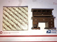 Vintage Dollhouse Miniature Wood Working Roll Top Desk Concord 5298 box