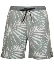 2XL Salt Life Sleet Grey Jungle Vibes Palm Print Aqua Trunks 6" Volley Shorts