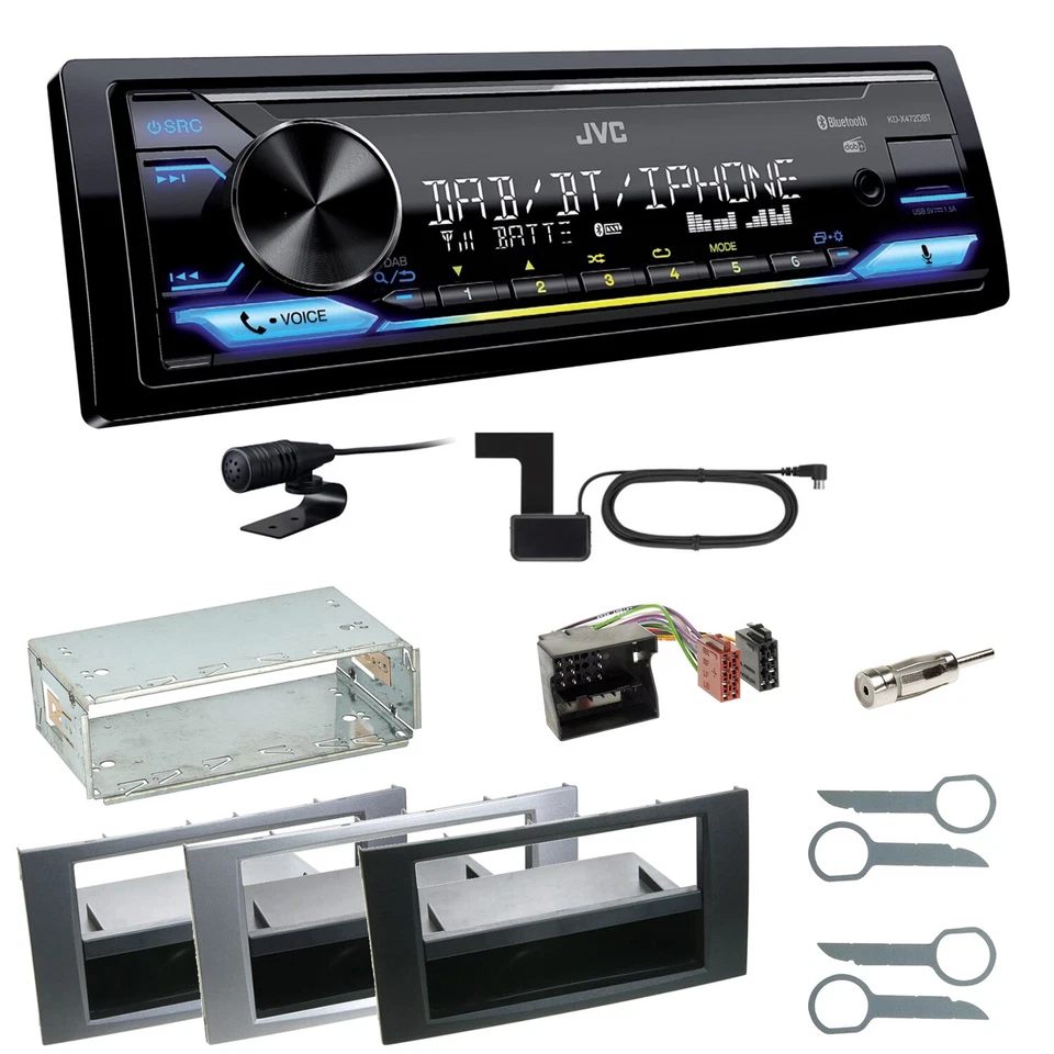 JVC KD-X472DBT DAB+ Bluetooth FLAC Einbauset für Ford Focus C-Max Fiesta Transit - Bild 1 von 1