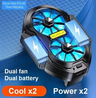 Dual Fan Rechargeable Phone Cooler   Portable Gaming Cooler - For iPhone Android