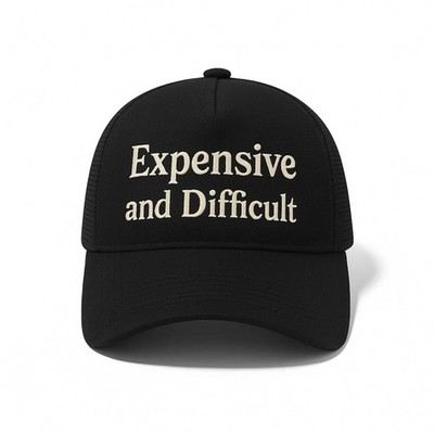 Expensive and Difficult Trucker Hat   One Size, Black 