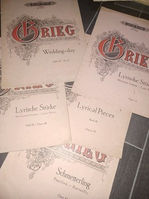 Edition Peters GRIEG für Klavier 5 Blatt N- 2154,2540,1269,2922,2924. um 1880