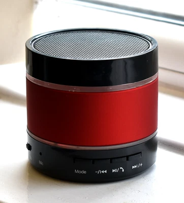 JUSTOP Red Bluetooth Wireless Speaker Portable Cylinder Extra Bass Loud RGB LED - Image 1 of 4