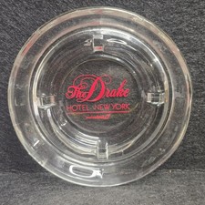 Vintage The Drake Hotel New York  Ashtray 5" Round Red Lettering 