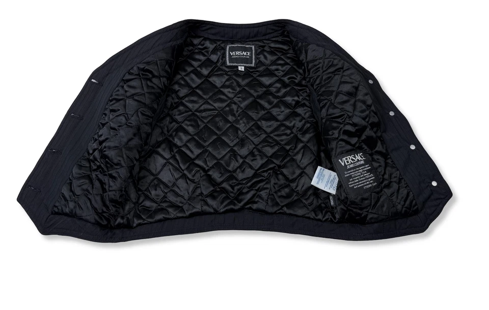 Versace Jeans Alta Costura Vintage Logo Medusa Chaleco Recortado Chaqueta Para Mujer S Foto 3 de 4