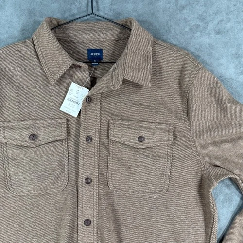 $120 NEW J.Crew Mens Medium Brown Diagonal Twill Button Down Shirt Medium Jacket image 3
