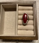 Mexico Vintage Sterling Silver 925 Red Jasper Cabochon Ring Size 10 8.22 Grams