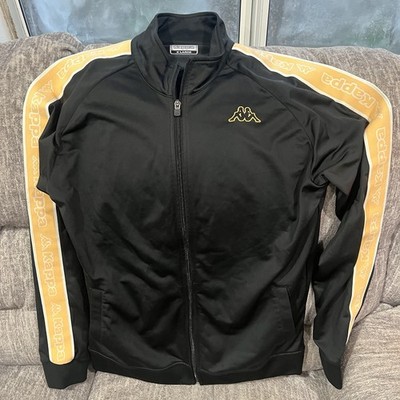 Kappa Track Jacket Men's XL Black/Gold/Peach Full Zip Retro