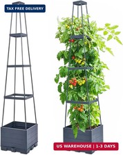 2 Pack Raised Garden Bed Tomato Planter Box with Trellis,