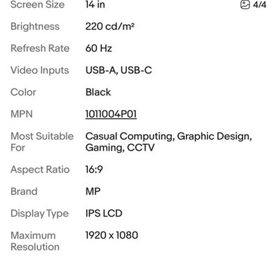 Mobile Pixels 259266 Mn 101-1004p01 Trio Max 14 1920x1080 300nit Metallic Black
