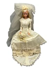 BK~ LOT #1 DRESSED BARBIE DOLL VINTAGE BRIDE IN OOAK LACE WEDDING DRESS
