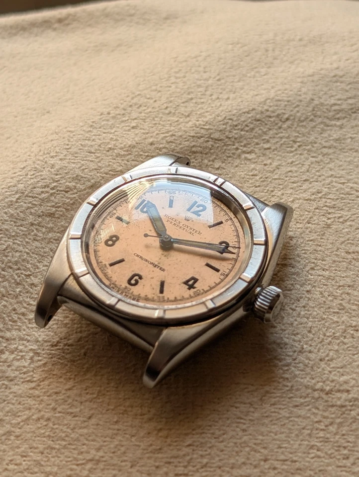 Rolex Oyster Perpetual Salmon Dial 3372 Bubbleback Ovetto de colección - Reparado Foto 4 de 4