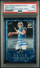2018 Optic Josh Allen Elite Series Rookies Purple Stars Auto PSA 9 RC #/50 Bills