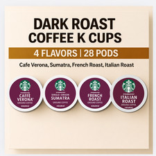 Starbucks Dark Roast Coffee K Cups- 4 Flavors, 28 Count