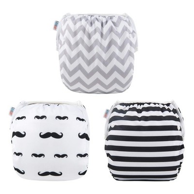 ALVABABY Schwimmwindeln 3 Stück Baby Kleinkind Säugling Snap One Size Wiederverw