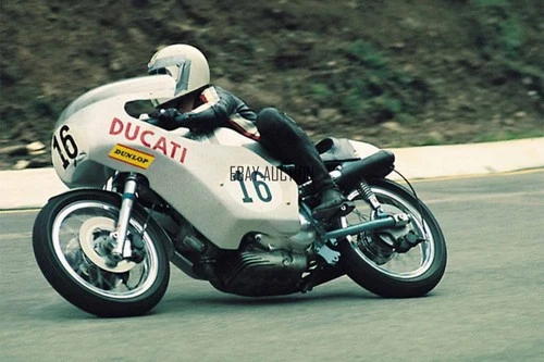 Ducati 750 SS Imola 1972 Desmo racer & Paul Smart press photo motorcycle racing