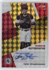 2021 Panini Mosaic Rookie Gold Prizm 9/10 Tyler Stephenson #RAM-TY Auto 0j19