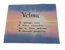 Velma Name Meaning Poem Hand Written Calligraphy Frameable Paper Art Protector