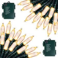 Battery Operated Christmas Lights 2 Pack 18 Feet 50 LED Clear Mini String Lights