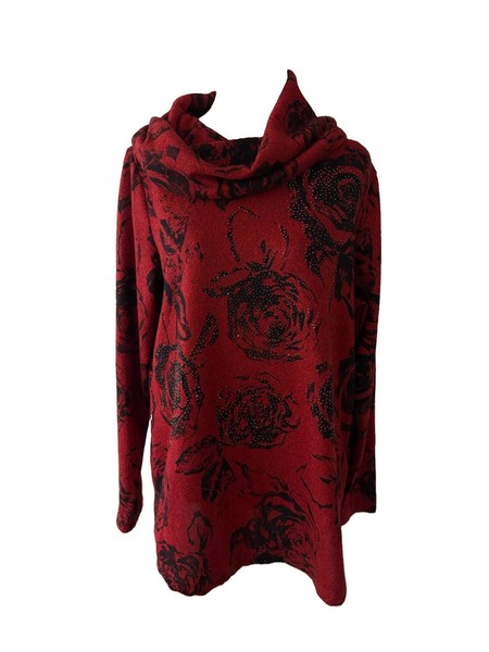 Noni B Red & Black Roll Neck Knit Jumper Size Medium