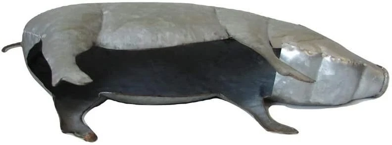 Estatua de cerdo de metal galvanizado de 17 pulgadas aspecto rústico primavera decoración de hogar o jardín Foto 4 de 4