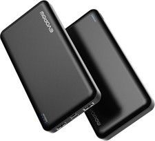 2 Pack Portable Charger, Slimmer 10000mAh Power Bank, USB C in Out Fast Charging