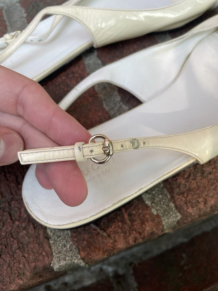 Sapatilhas de balé Gucci couro slingback Signora couro branco Itália tamanho 9.5 - Imagem 4 de 4
