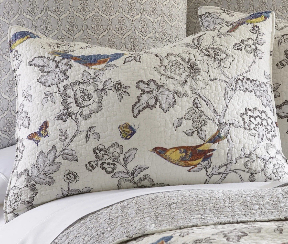 Levtex Home Mockingbird Reversible KING Quilt & 2 King Pillowshams Set