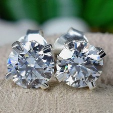 Round Shape 5.80Cts. Certified White Diamond Studs In 925 Silver - Tariff Free