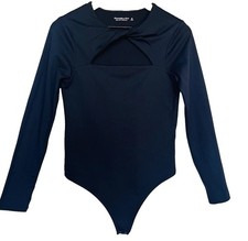 Abercrombie Soft AF Twist Front Cutout Long Sleeve Bodysuit Women s M Black