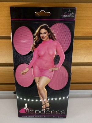 Lapdance  Long Sleeve Shimmer Dance Sexy Stripper Backless Mini Pink Dress $39