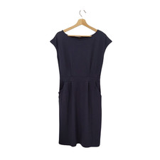 Quince Ultra-Stretch Ponte Cap Sleeve Dress Navy Basic Sleeved S