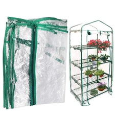Mini Greenhouse Transparent PVC Cover Portable Small Greenhouses Cover wih Ro...